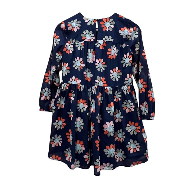 Crewcuts Cotton Watercolor Floral Long Sleeved Tiered Dress, Navy, 10 - Picture 1 of 10